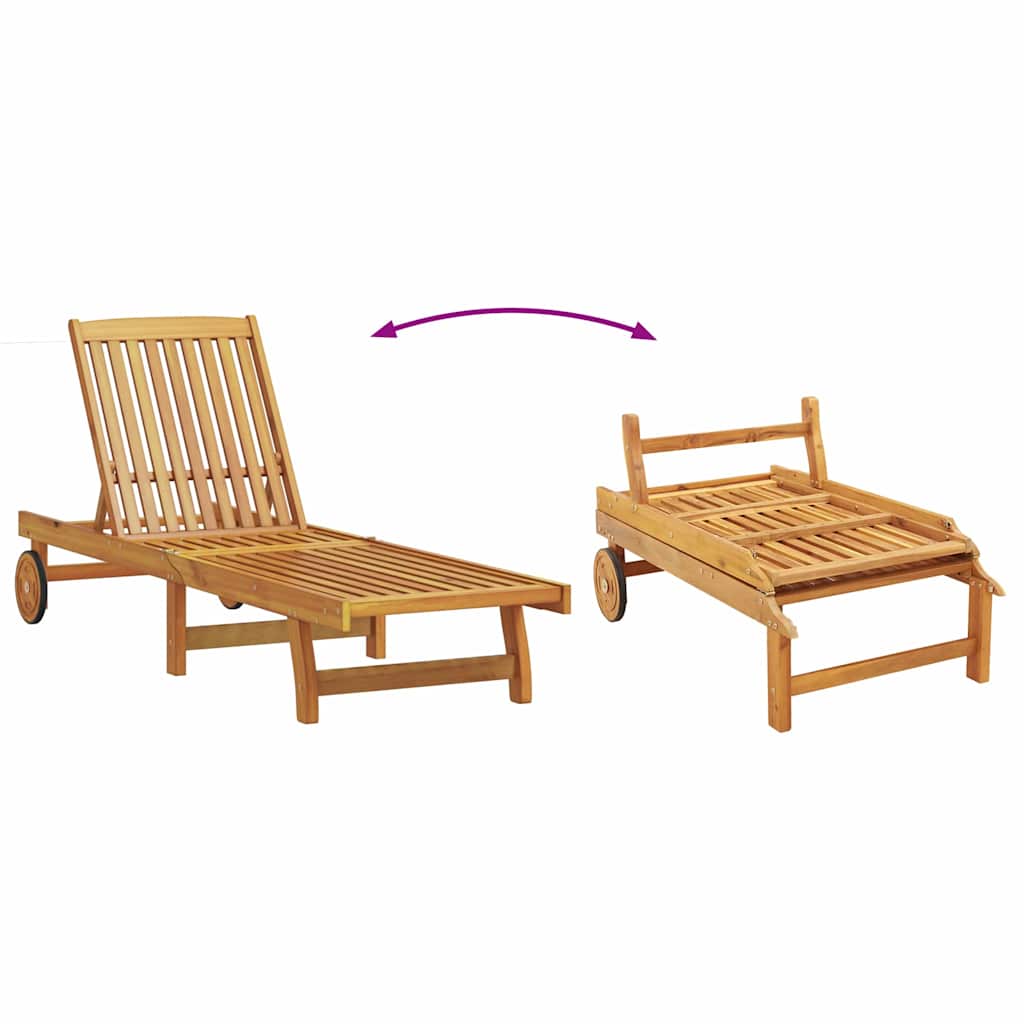 Sun Lounger Reclining 2-person 2 pcs Brown Solid Acacia Wood