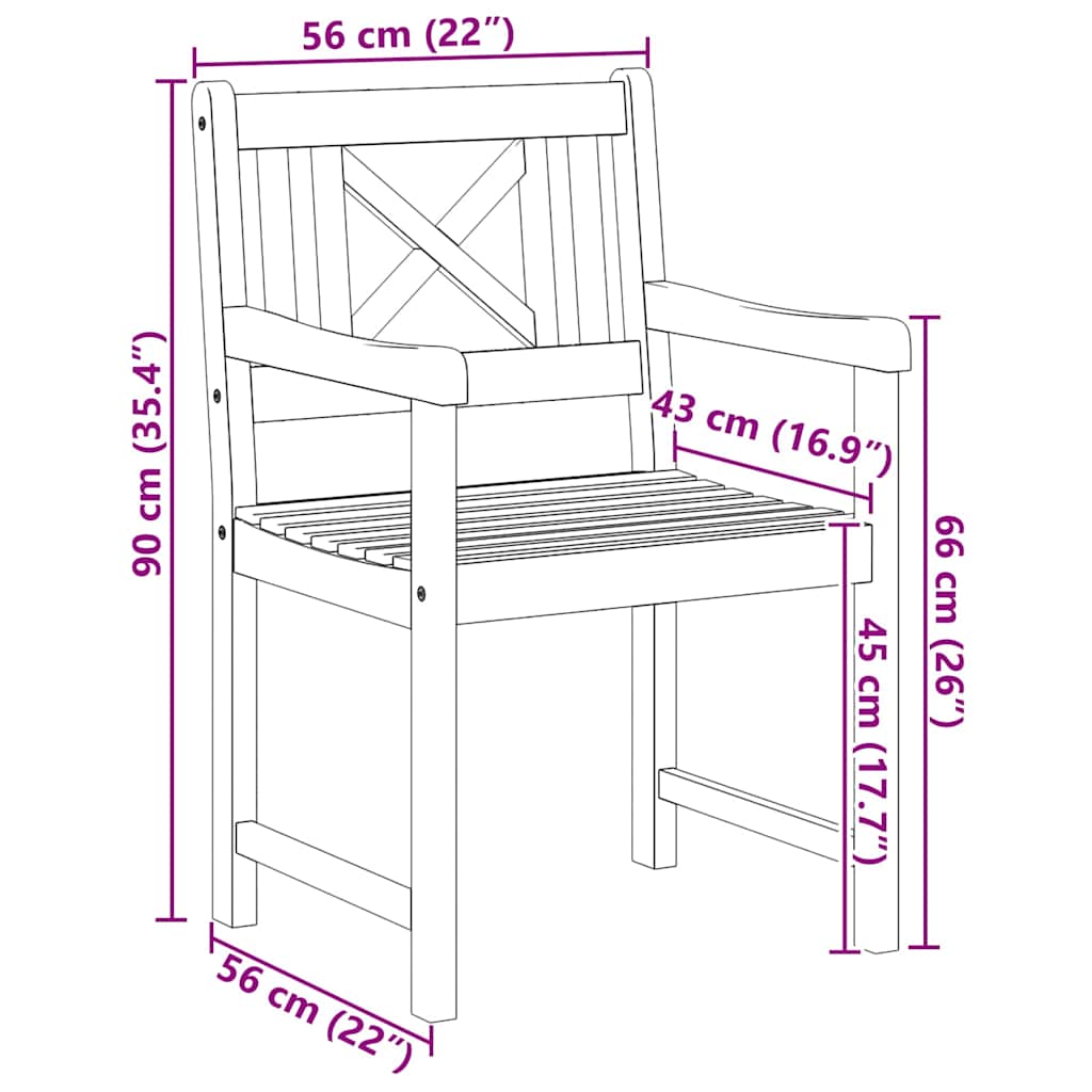 Garden Chair 8 pcs 56 x 56 x 90 cm Solid Acacia Wood