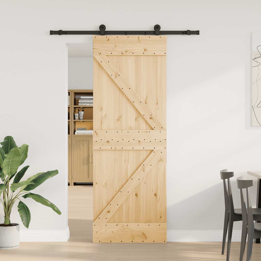 Sliding Door with Hardware Set 70x210 cm Solid Wood Pine