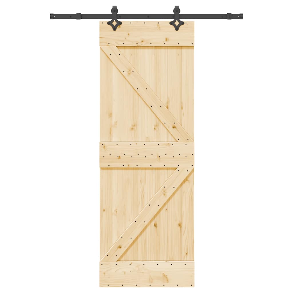 Sliding Door with Hardware Set 70x210 cm Solid Wood Pine