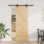 Sliding Door with Hardware Set 70x210 cm Solid Wood Pine