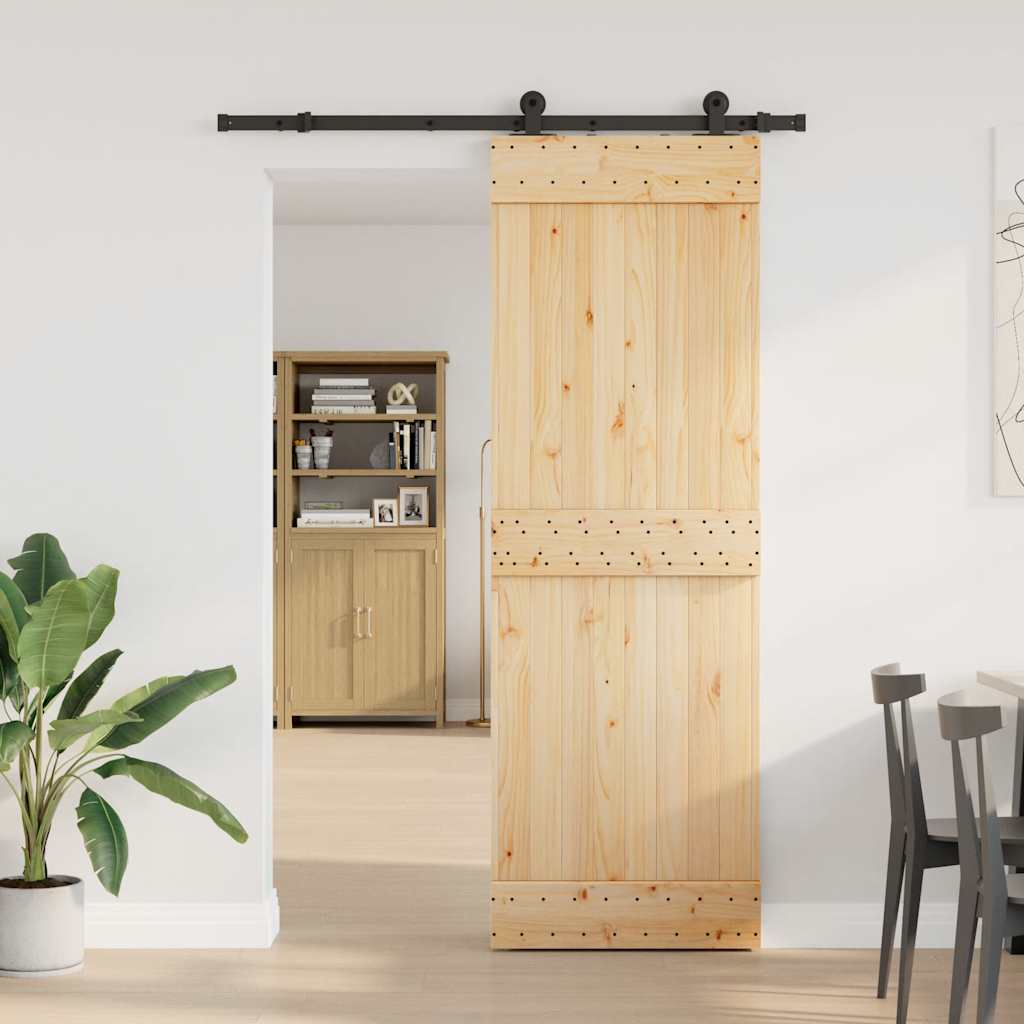 Sliding Door with Hardware Set 70x210 cm Solid Wood Pine