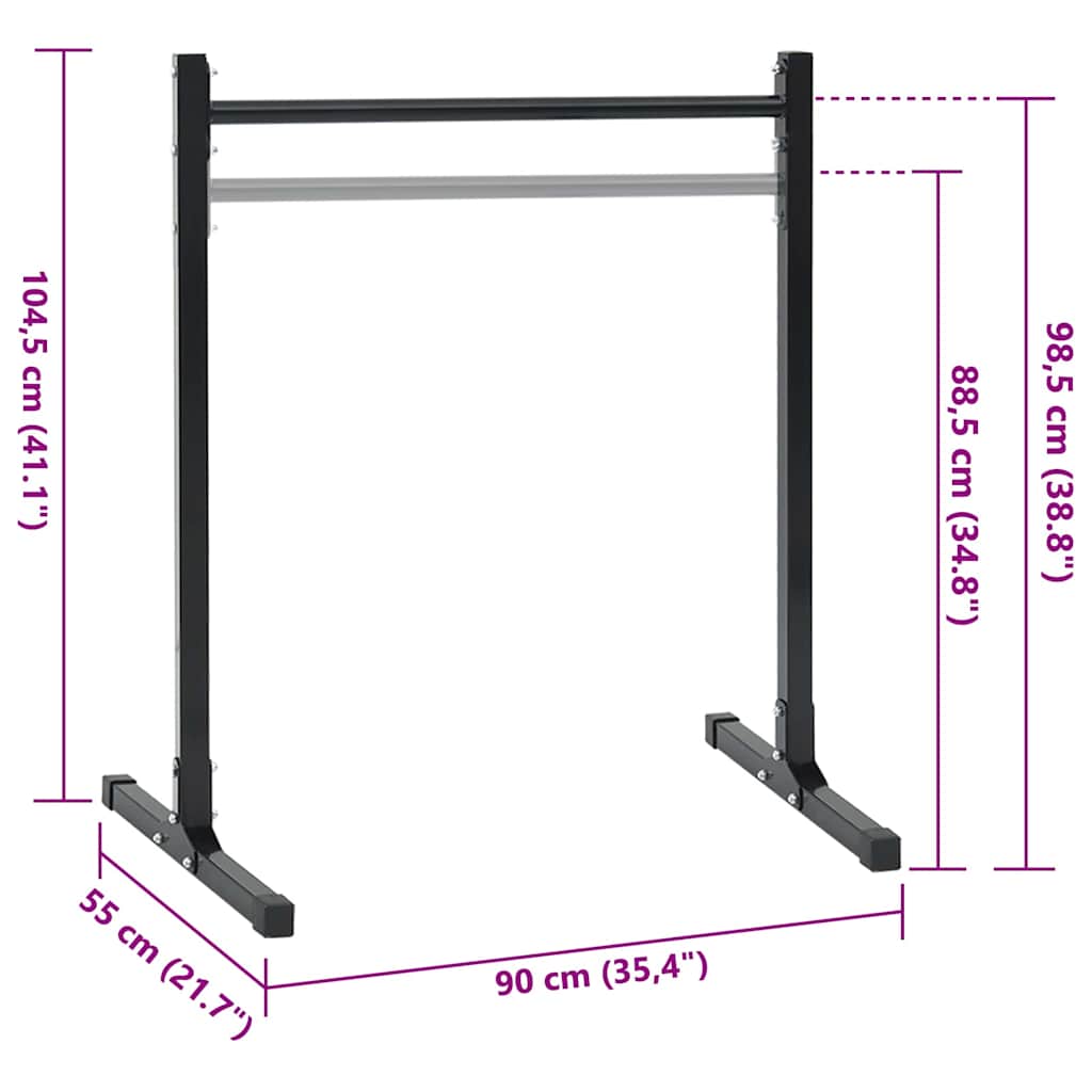 Dip Station 2 pcs Black 55 x 90 x 104.5 cm Powder-Coated Steel