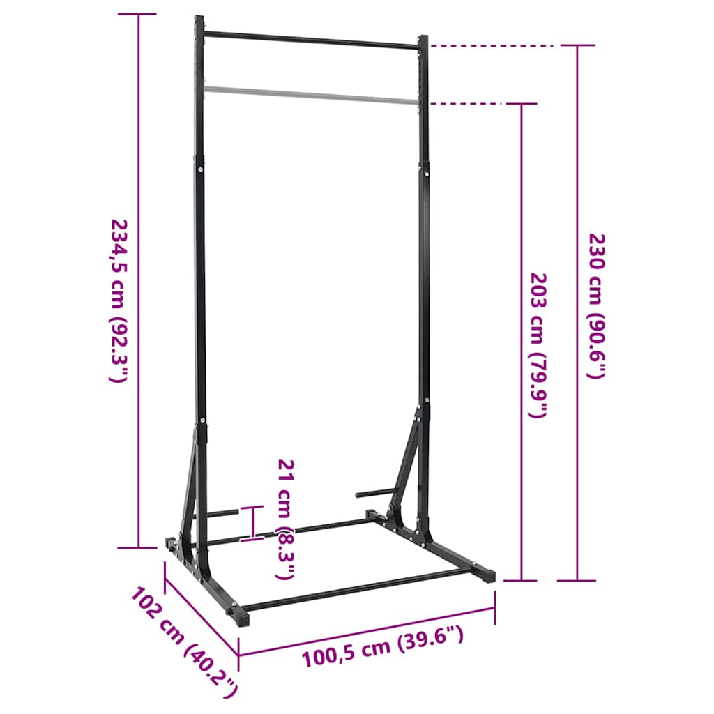 Pull-Up Bar Station Manual Black 100.5 x 102 x 234.5 cm
