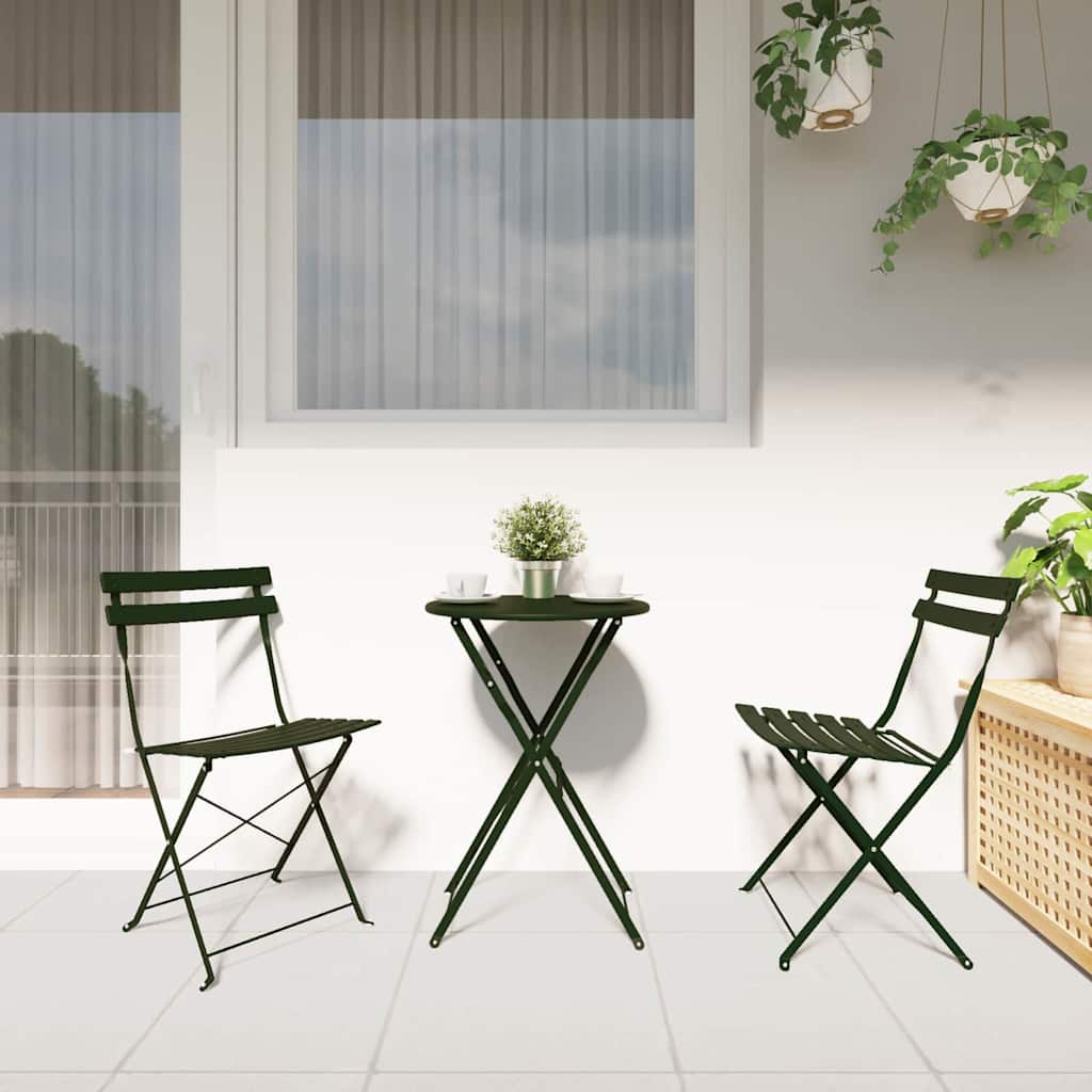 Garden Folding Chair Folding 2 pcs Green 42 x 46 x 82cm Metal