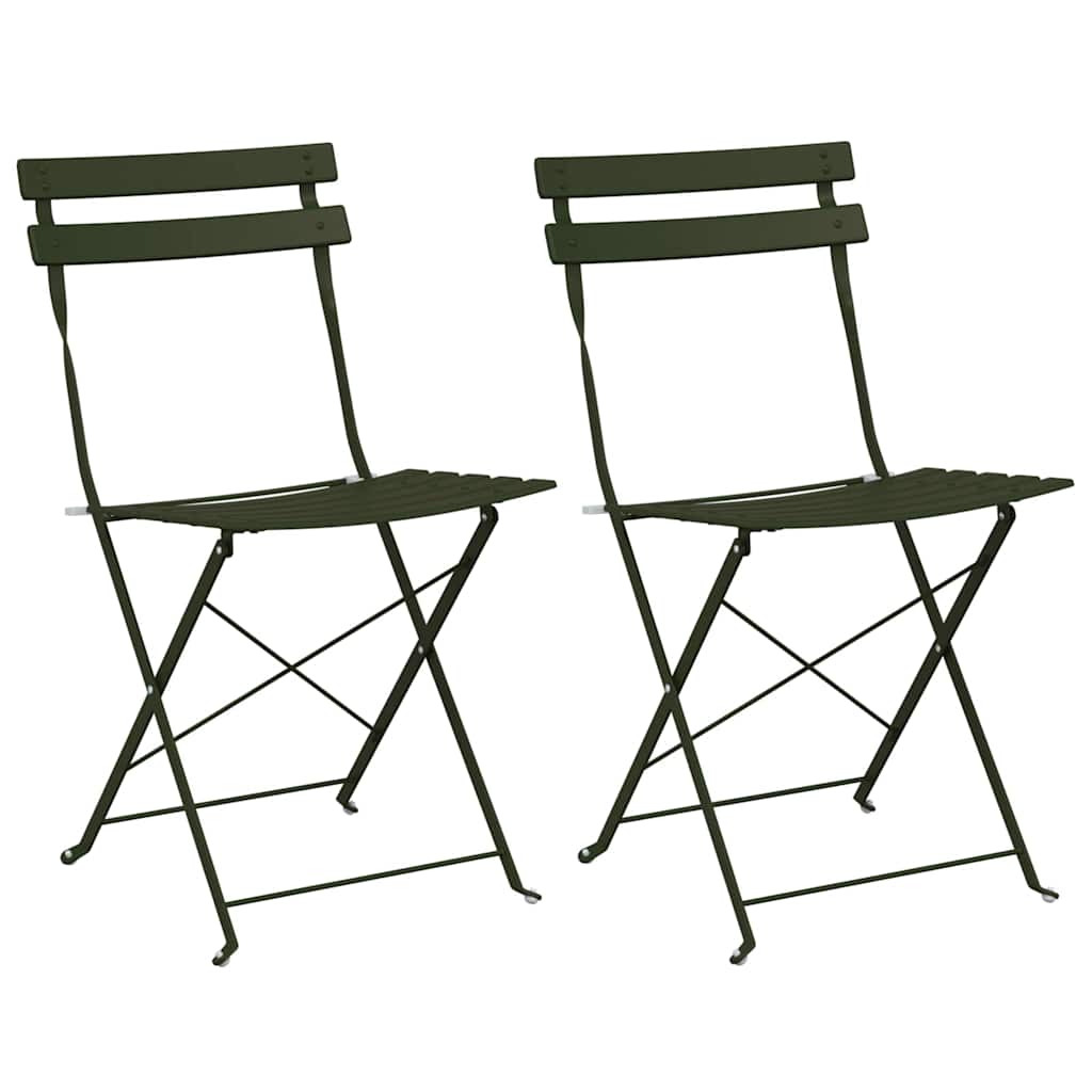 Garden Folding Chair Folding 2 pcs Green 42 x 46 x 82cm Metal
