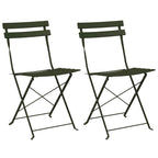 Garden Folding Chair Folding 2 pcs Green 42 x 46 x 82cm Metal