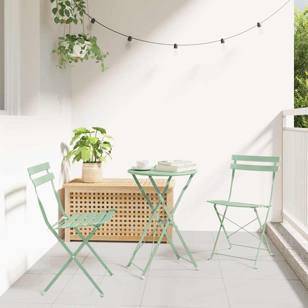 Garden Folding Chair 2 pcs Light Mint 42 x 46 x 82cm Metal