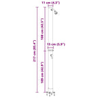 Outdoor Solar shower Black 217 cm PVC and Aluminium