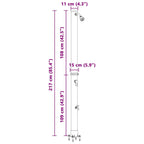 Outdoor Solar shower Black 217 cm PVC and Aluminium