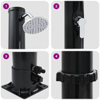 Outdoor Solar shower Black 217 cm PVC and Aluminium