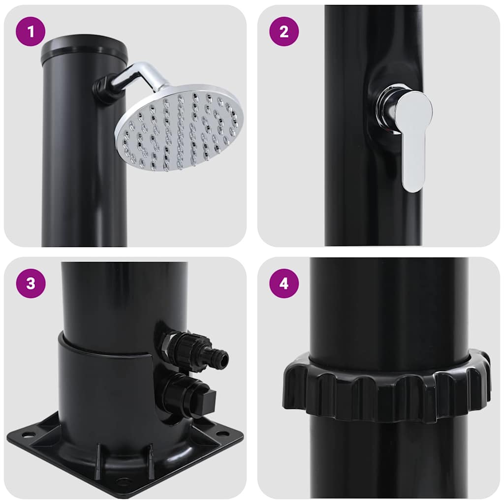 Outdoor Solar shower Black 217 cm PVC and Aluminium