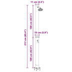 Outdoor Solar shower Black 217 cm PVC and Aluminium