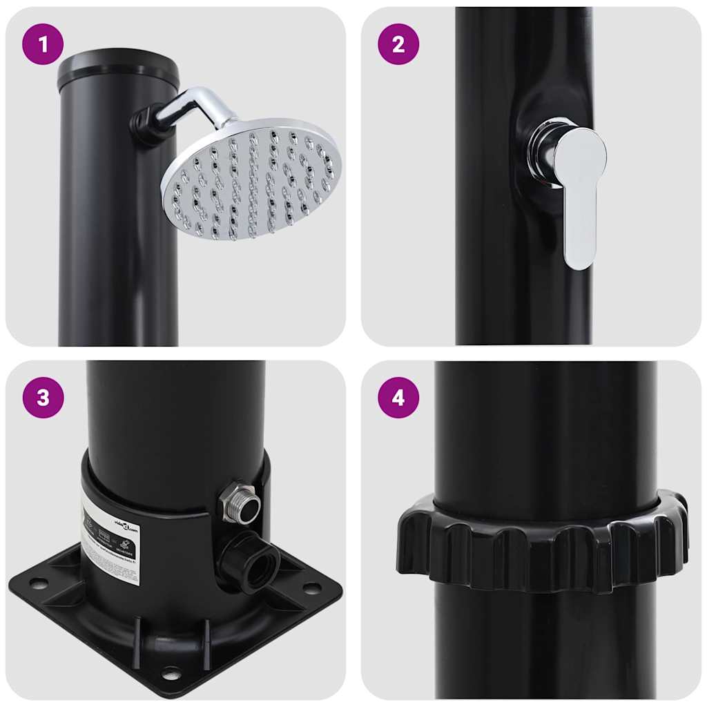 Outdoor Solar shower Black 217 cm PVC and Aluminium