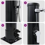 Outdoor Solar shower Black 217 cm PVC and Aluminium