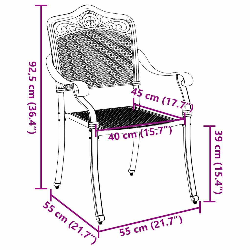 Garden Chair 2 pcs White 55 x 55 x 92.5cm Aluminium