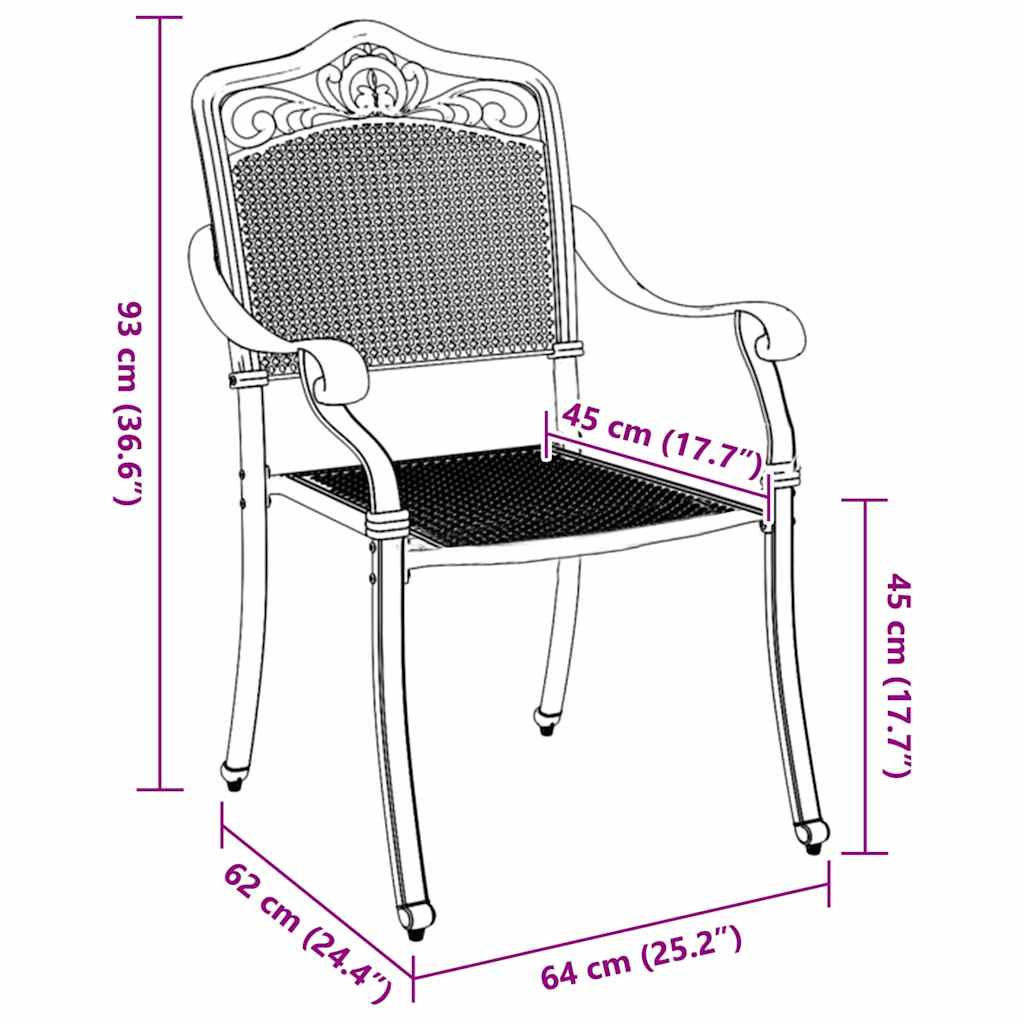 Garden Chair 2 pcs Green 64 x 62 x 93cm Aluminium