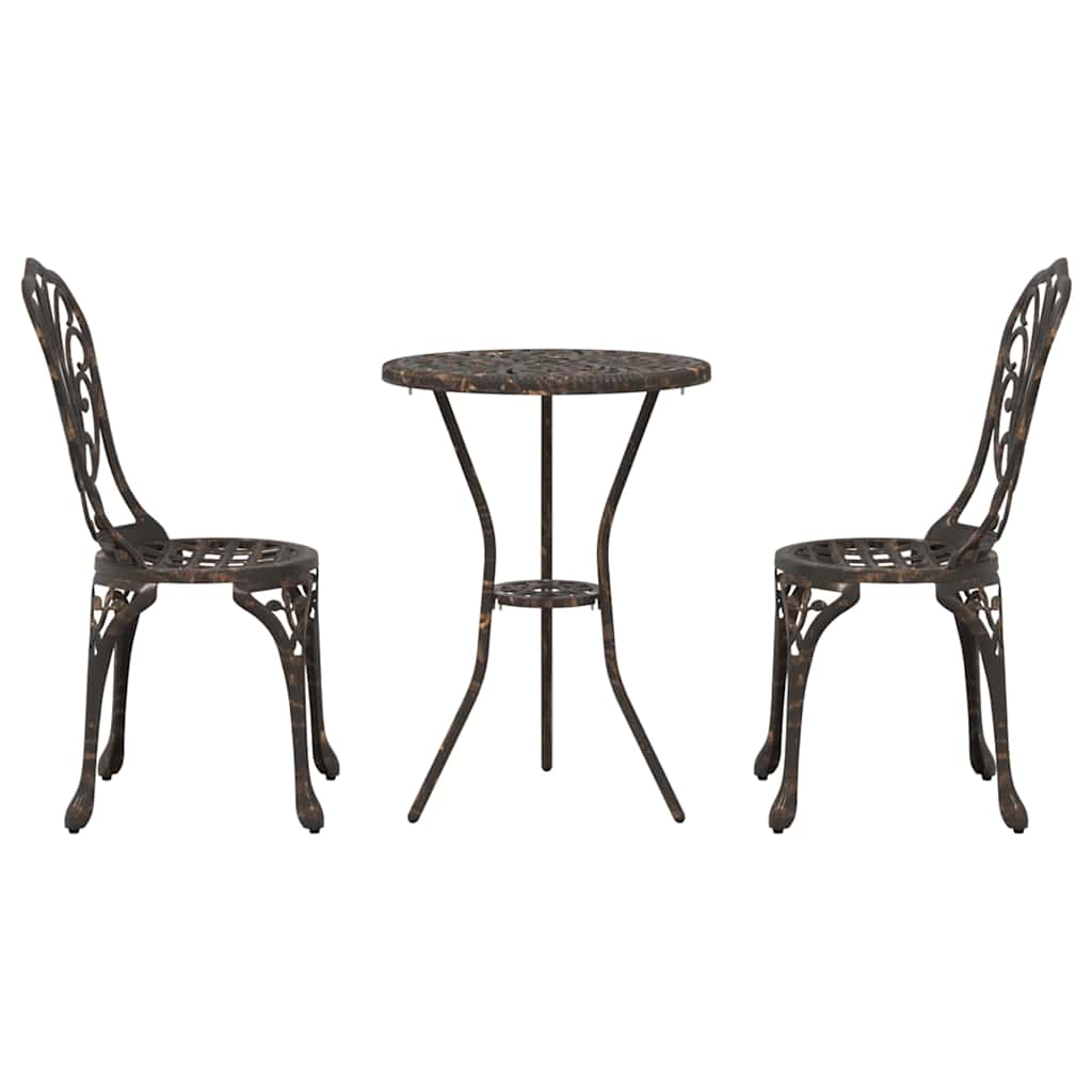 Garden Bistro Set 3 pcs Bronze Aluminium