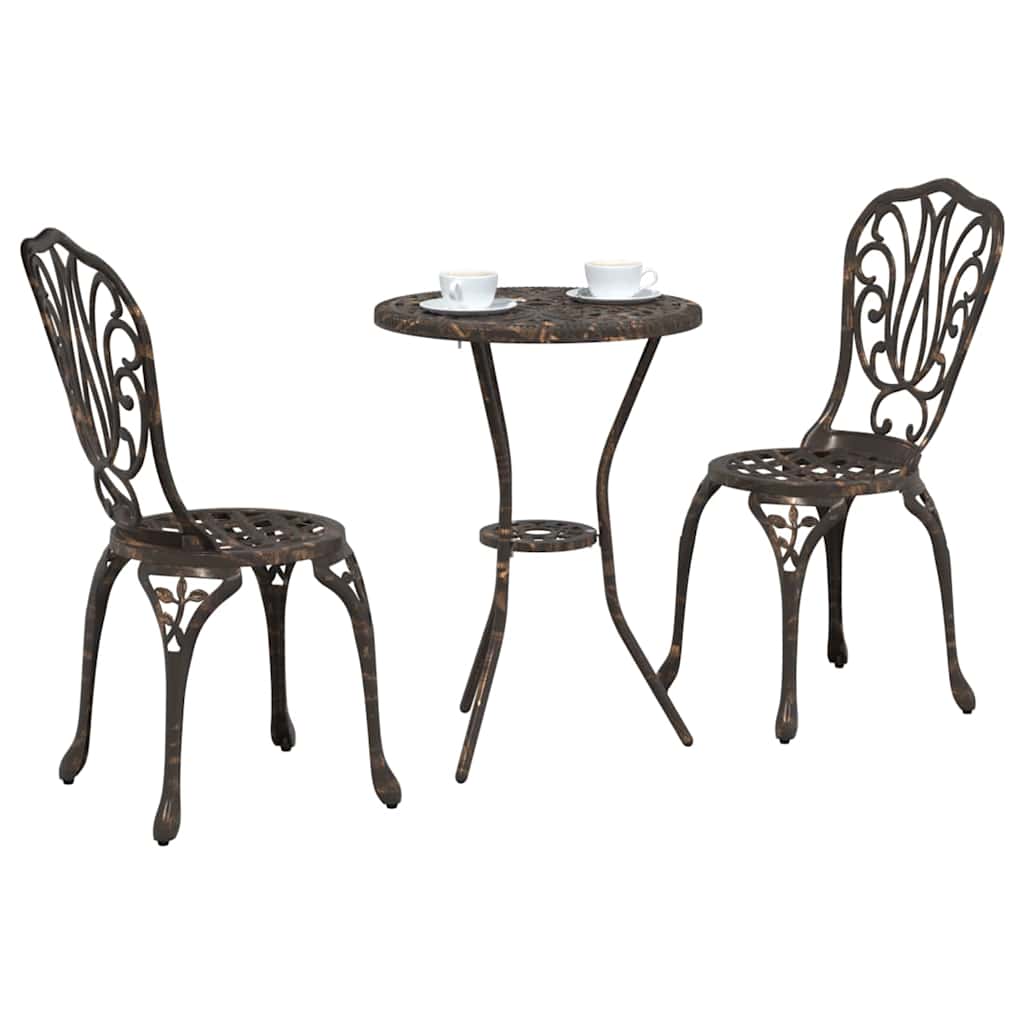 Garden Bistro Set 3 pcs Bronze Aluminium