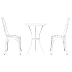 Garden Bistro Set 3 pcs White Aluminium