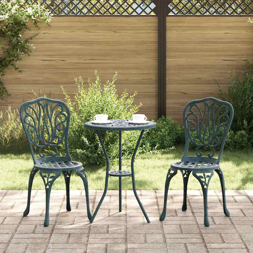 Garden Bistro Set 3 pcs Green Aluminium