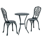 Garden Bistro Set 3 pcs Green Aluminium