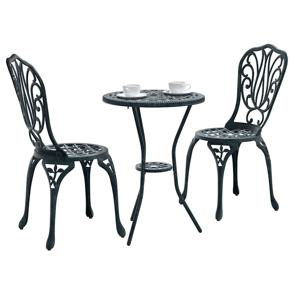 Garden Bistro Set 3 pcs Green Aluminium