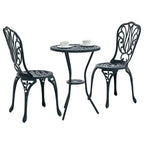 Garden Bistro Set 3 pcs Green Aluminium