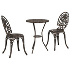Garden Bistro Set 3 pcs Bronze Aluminium