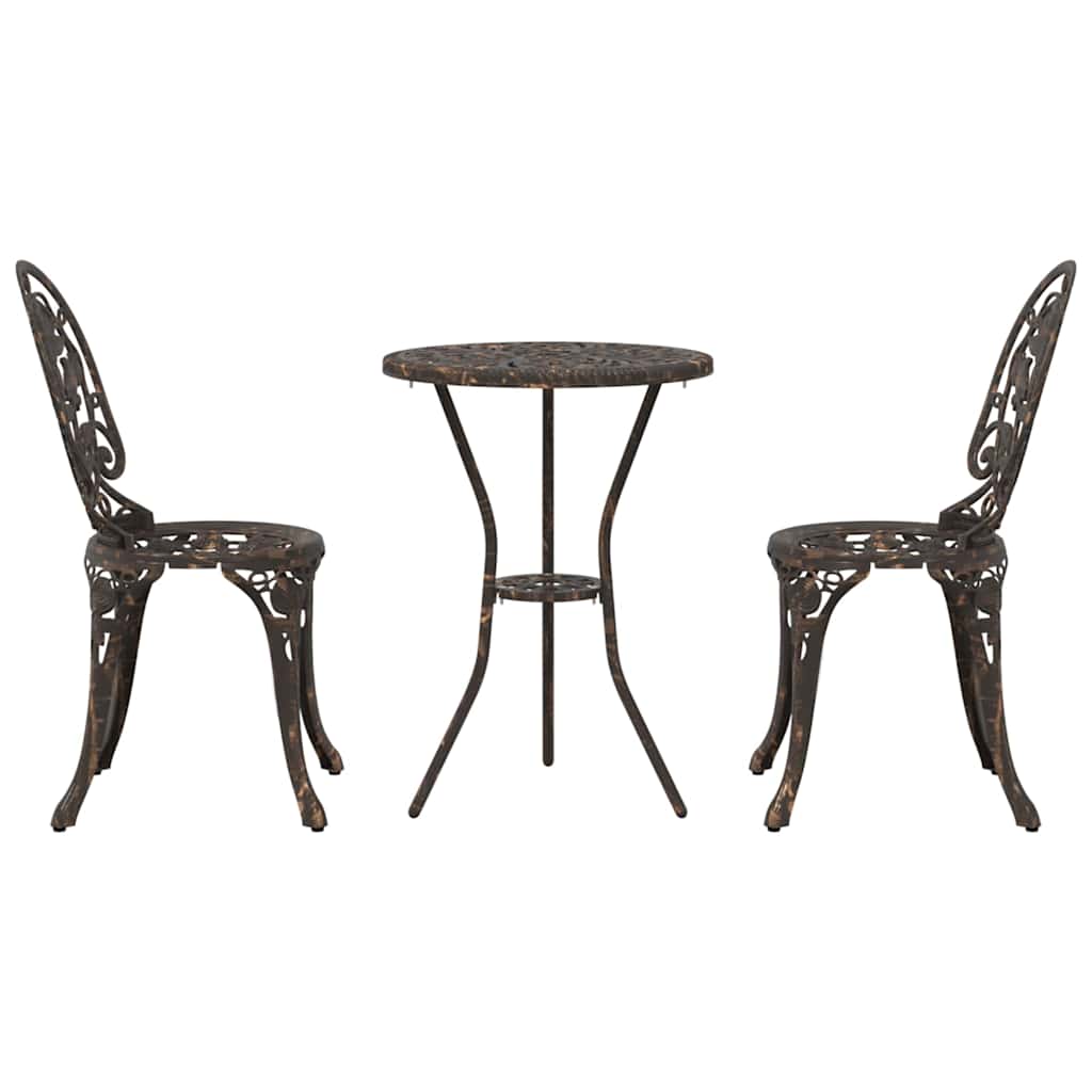 Garden Bistro Set 3 pcs Bronze Aluminium