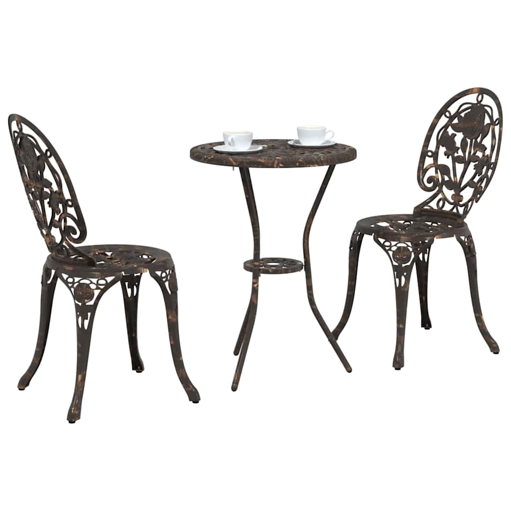 Garden Bistro Set 3 pcs Bronze Aluminium