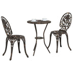 Garden Bistro Set 3 pcs Bronze Aluminium