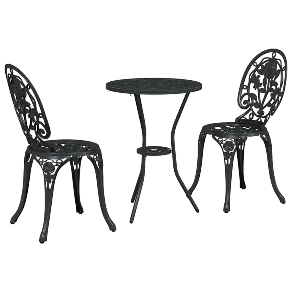 Garden Bistro Set 3 pcs Black Aluminium