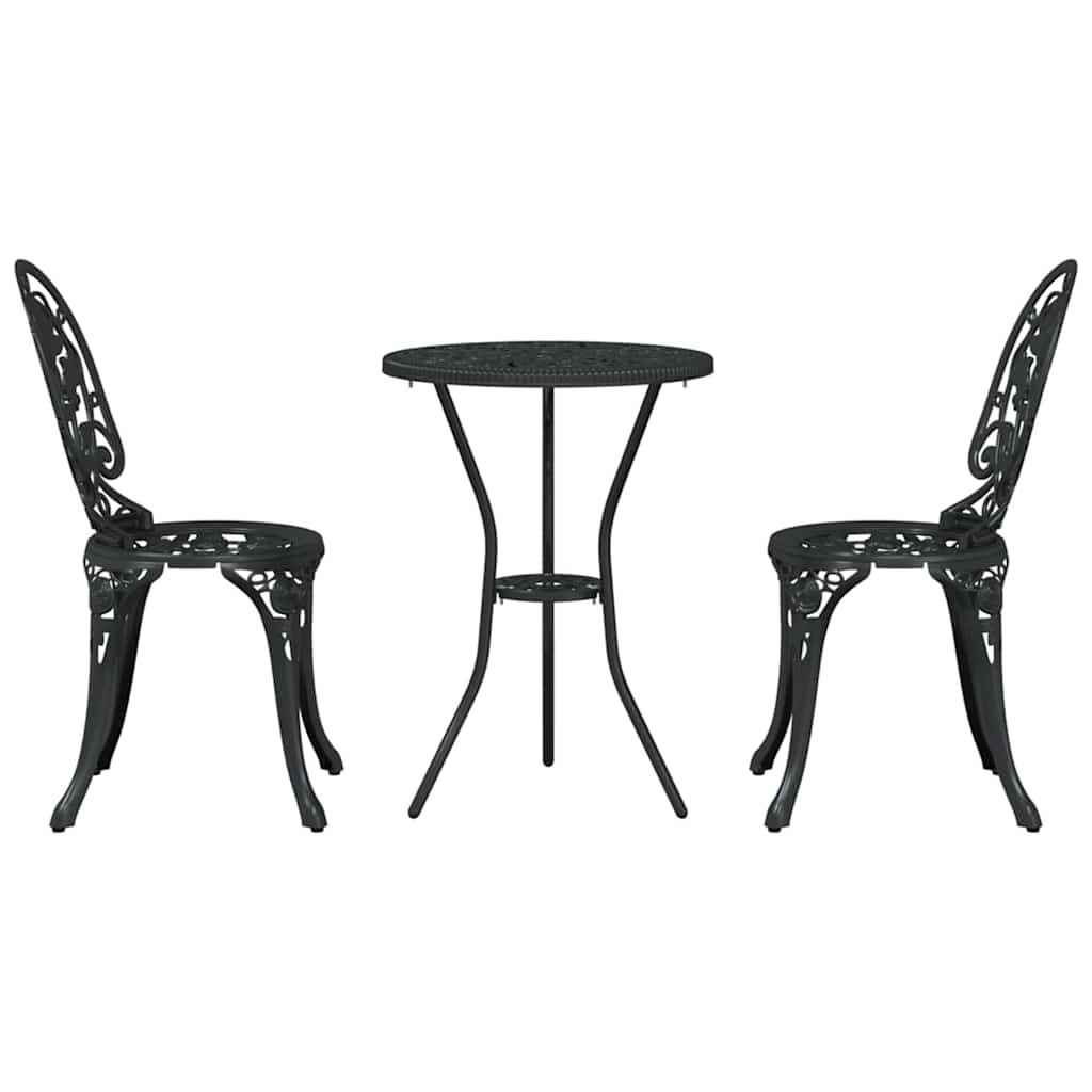 Garden Bistro Set 3 pcs Black Aluminium