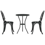 Garden Bistro Set 3 pcs Black Aluminium