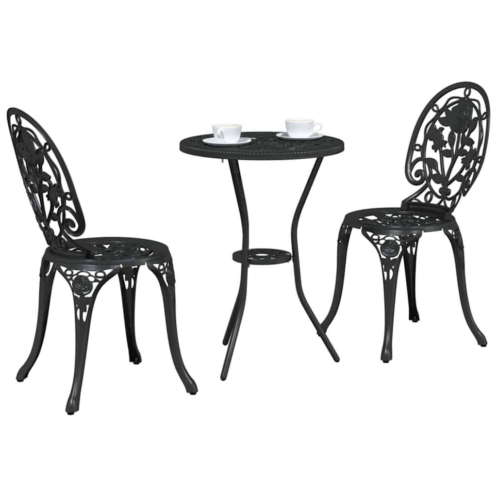 Garden Bistro Set 3 pcs Black Aluminium