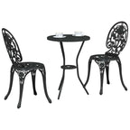 Garden Bistro Set 3 pcs Black Aluminium