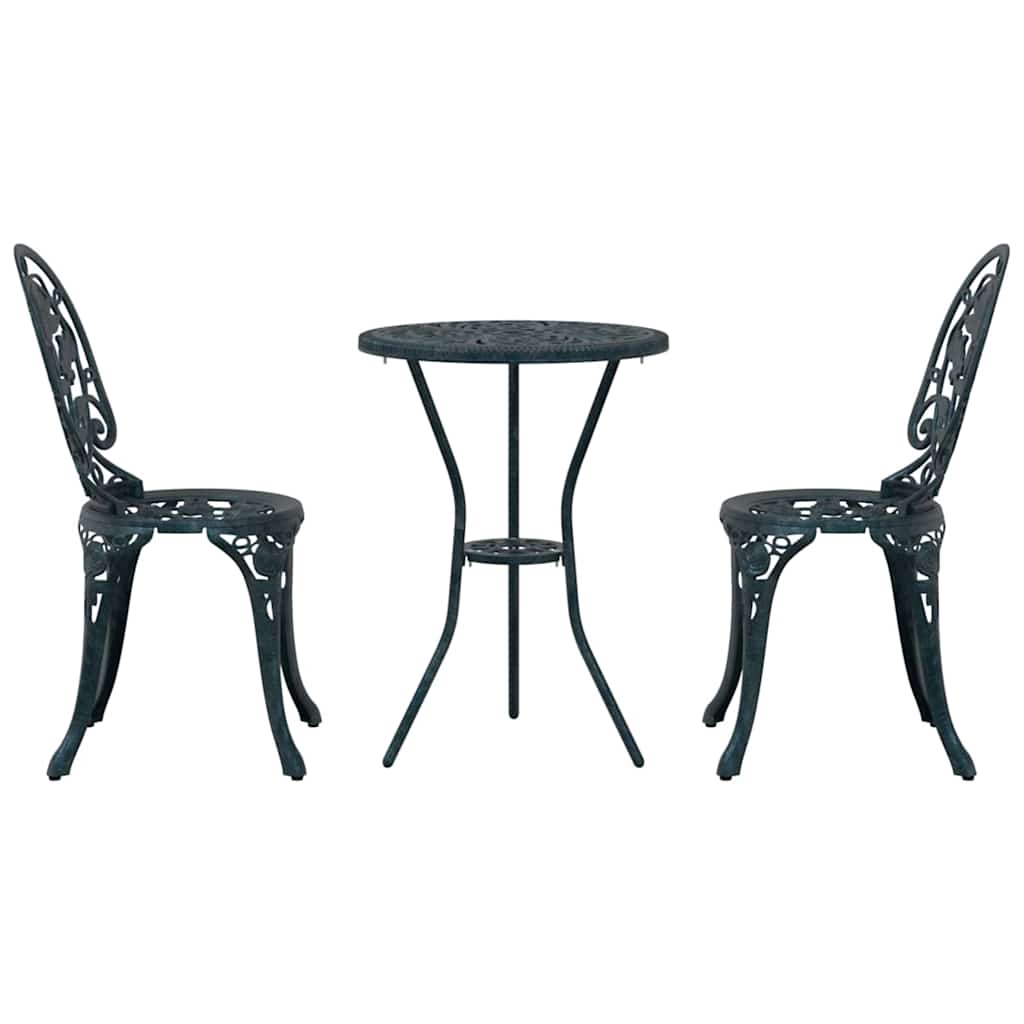 Garden Bistro Set 3 pcs Green Aluminium