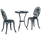 Garden Bistro Set 3 pcs Green Aluminium