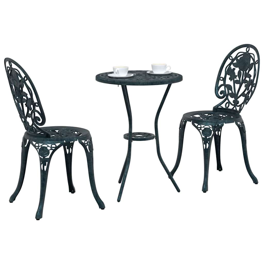 Garden Bistro Set 3 pcs Green Aluminium