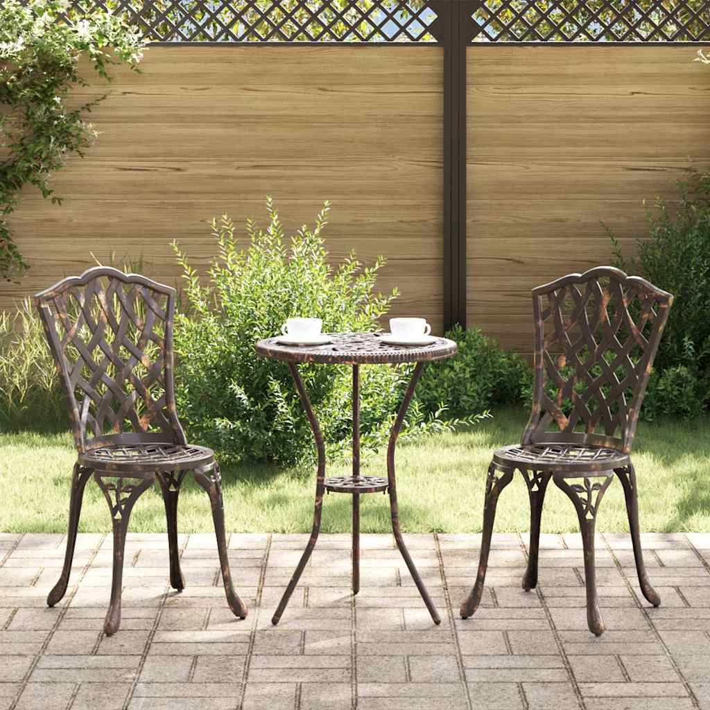 Garden Bistro Set 3 pcs Bronze Aluminium