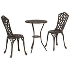 Garden Bistro Set 3 pcs Bronze Aluminium