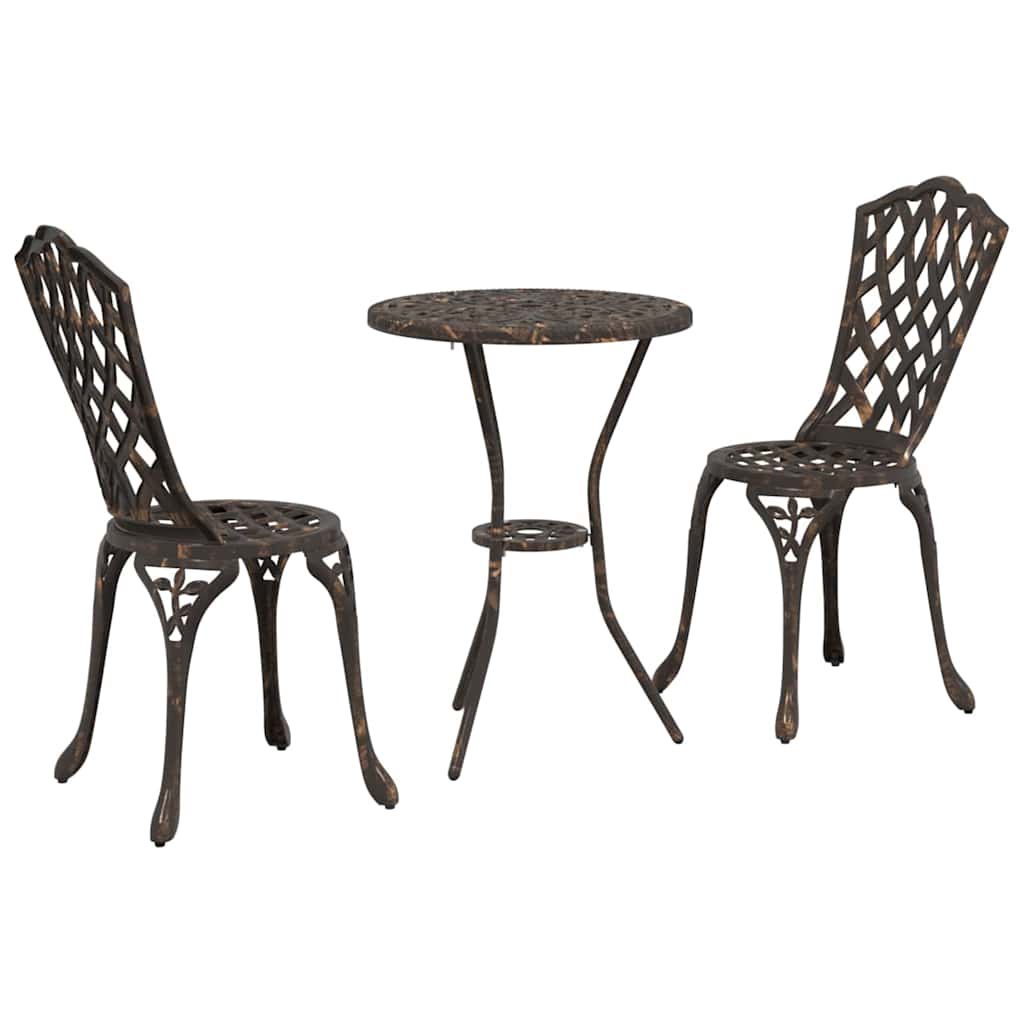 Garden Bistro Set 3 pcs Bronze Aluminium