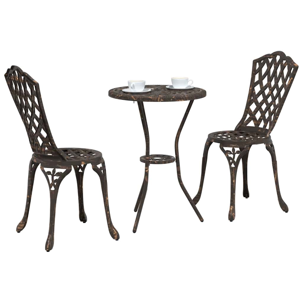 Garden Bistro Set 3 pcs Bronze Aluminium