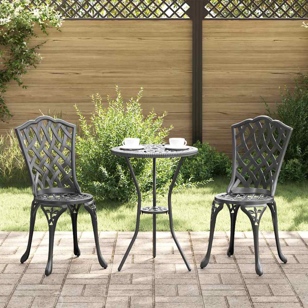 Garden Bistro Set 3 pcs Black Aluminium