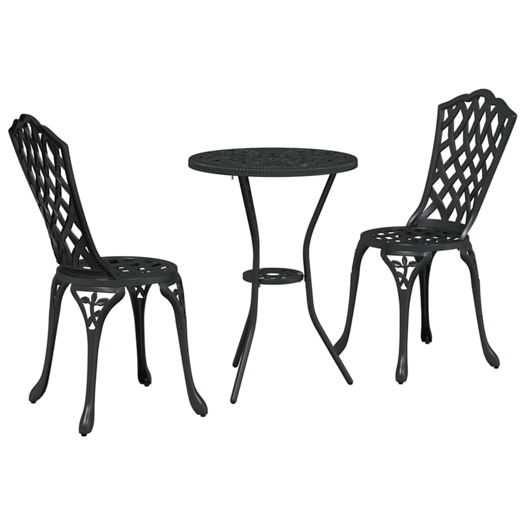 Garden Bistro Set 3 pcs Black Aluminium