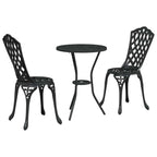 Garden Bistro Set 3 pcs Black Aluminium