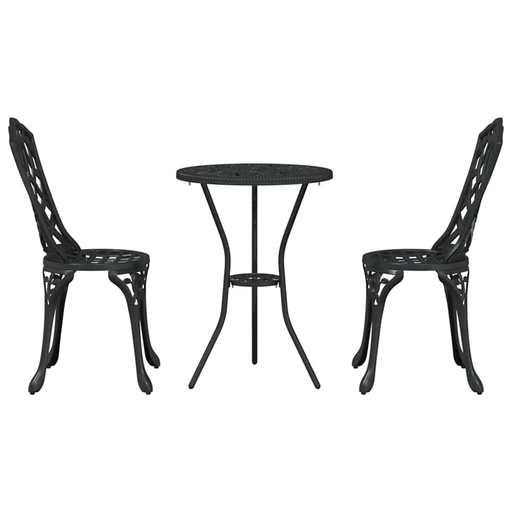 Garden Bistro Set 3 pcs Black Aluminium