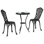 Garden Bistro Set 3 pcs Black Aluminium
