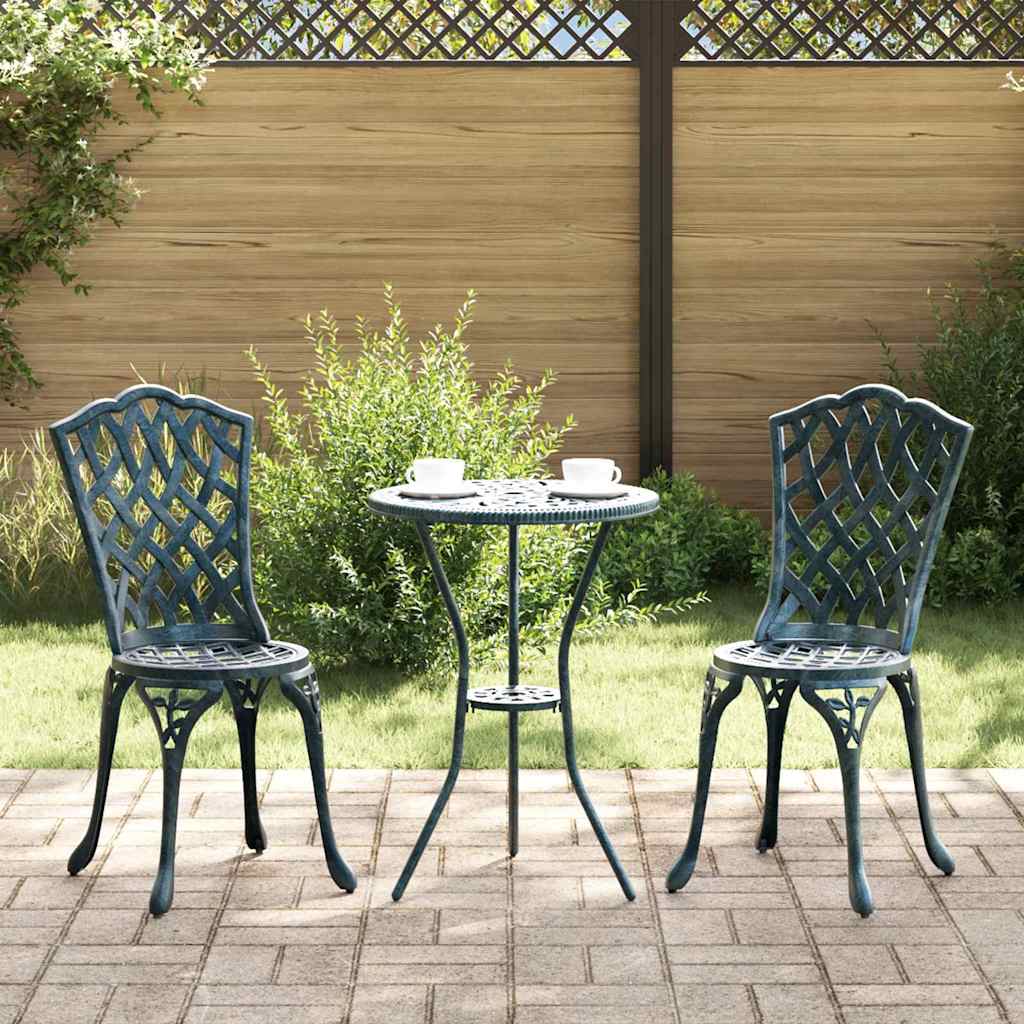 Garden Bistro Set 3 pcs Green Aluminium